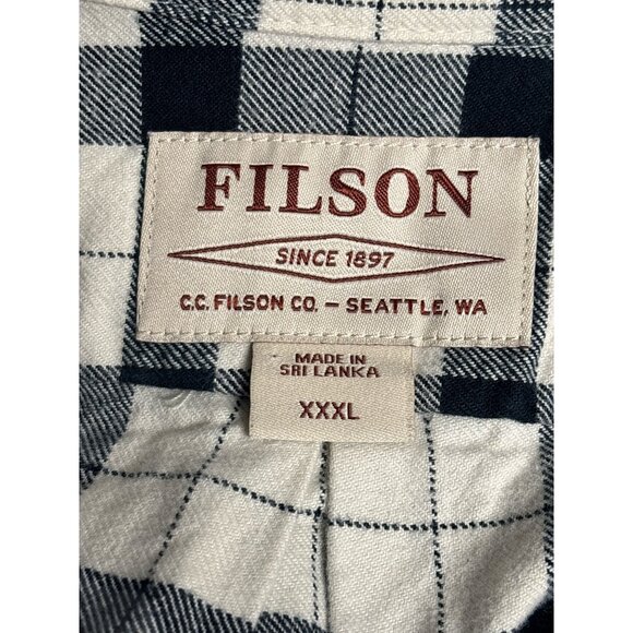 Filson Flannel Shirt XXXL Men’s Cream Black Plaid Button Front Long Sleeve 100% - Picture 3 of 8